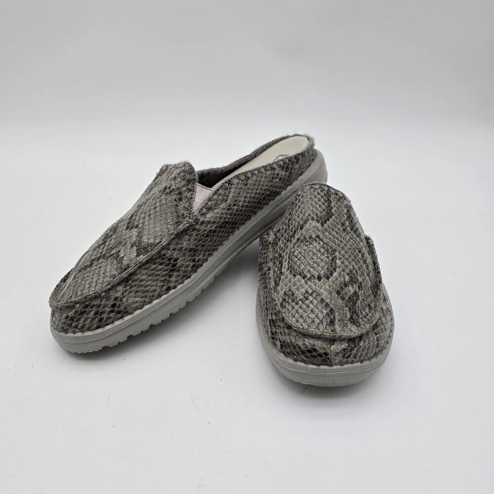 Hey Dude Shoes Womens 7 38 Gray Snakeprint Slip On Casual Loafers